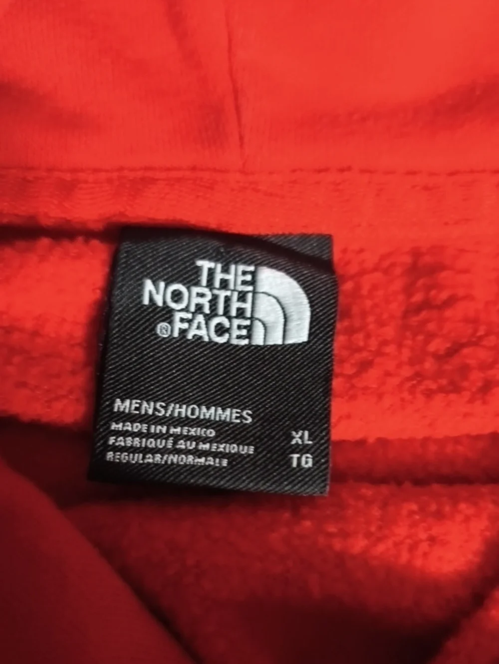 Mens XL red The North Face Drew Peak Hoodie featuring large white Logo